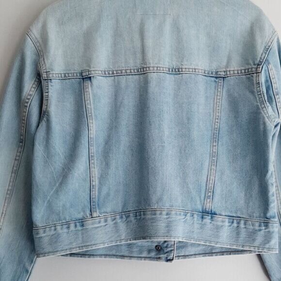 BANANA REPUBLIC Oversized Boxy Classic Button Down Jean Jacket Blue Sz XS - Picture 11 of 15